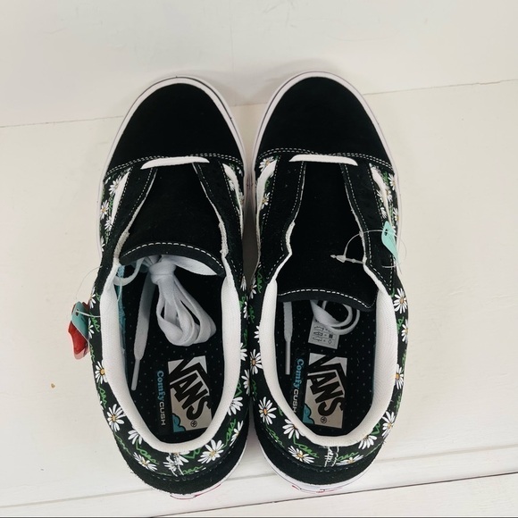 Vans Comfycush Old Skool Scribble Flower Daisy Black Sneaker Size 10.5 Men - Picture 5 of 8